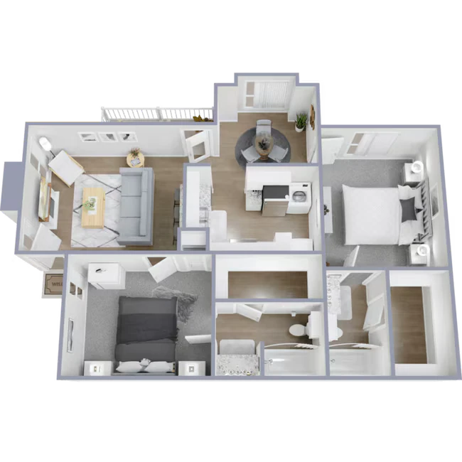 2 Bed 2 Bath B1 B1916 floor plan